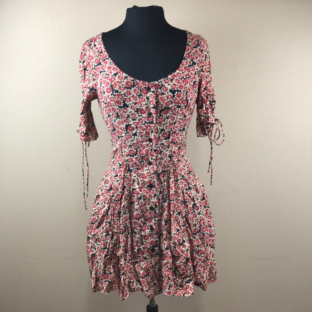 Free People Lace-Up Floral Minidress, Size Small